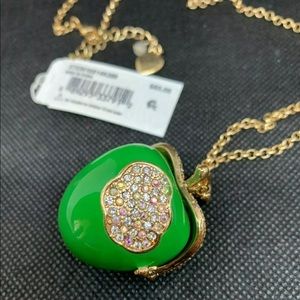 NWT✨ Betsey Johnson Summer Picnic Green Apple Locket Charm Necklace